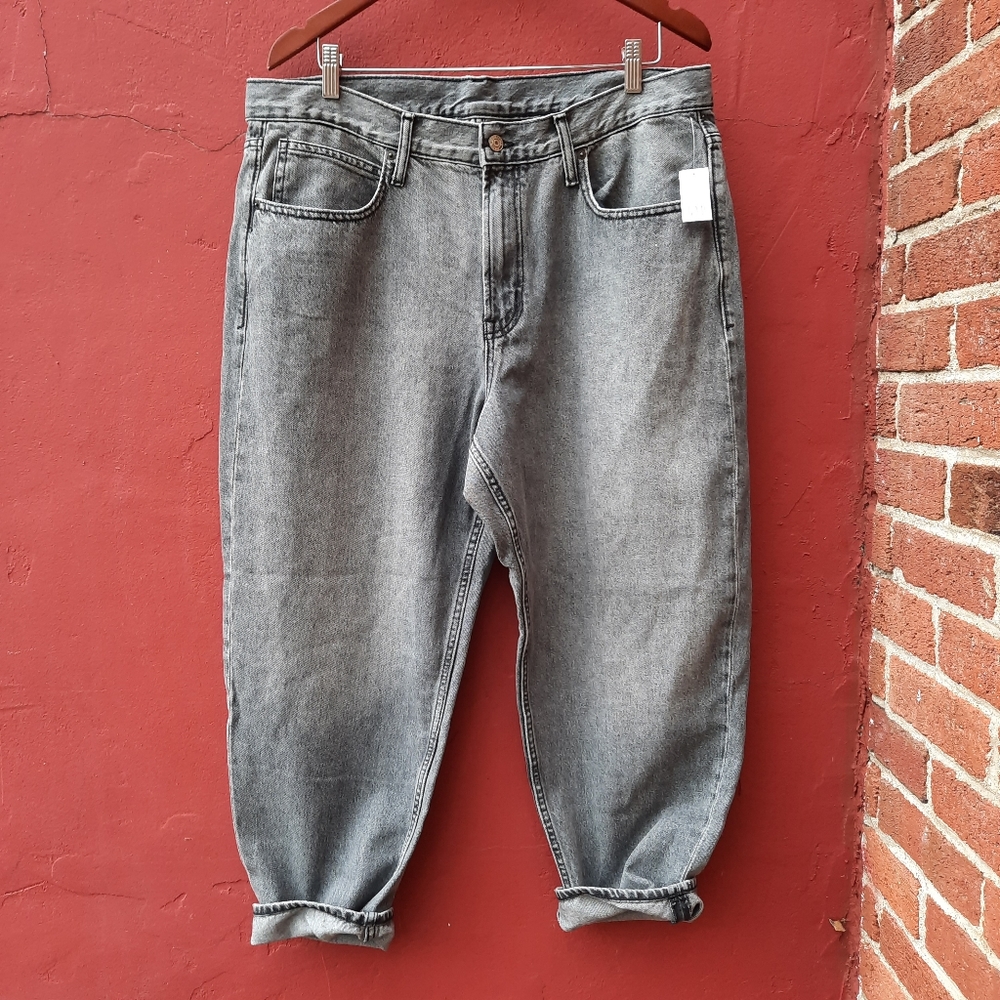 GAP Barrel Jean High Rise Gray Wash Plus 33 16 NEW Washed Black - Picture 7 of 14
